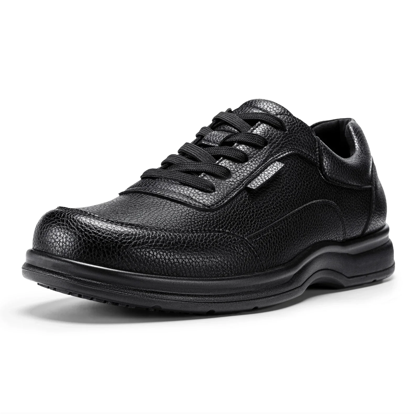 FitVille Herren Breite Leder-Oxford-Schuhe Wasserabweisende Rutschfeste Business-Anzugschuhe mit Verstellbarem Riemen für Geschwollene Füße – Detail 13