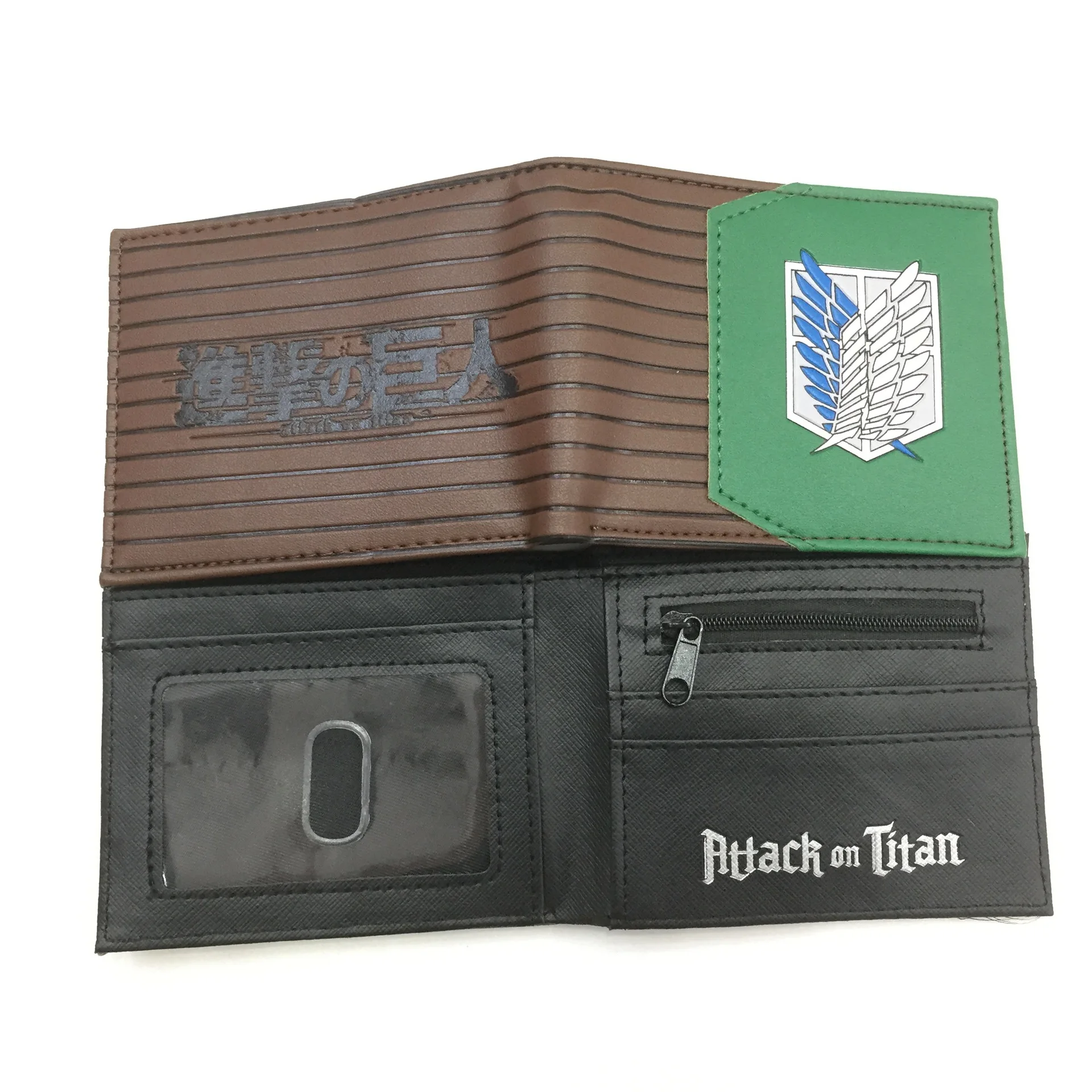 New Anime Attack on Titan Survey Corps Mikasa Ackerman Short Wallet Pu Leather Two Fold Wallet Protective Cover Storage Card Bag