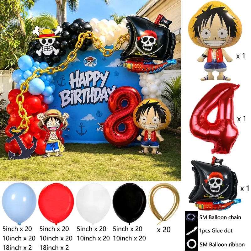 One Piece Party Balloon Garland Arch Globos Kit, DIY Balloon Bouquet Set for Kids Birthday Celebration Background Decor view 5