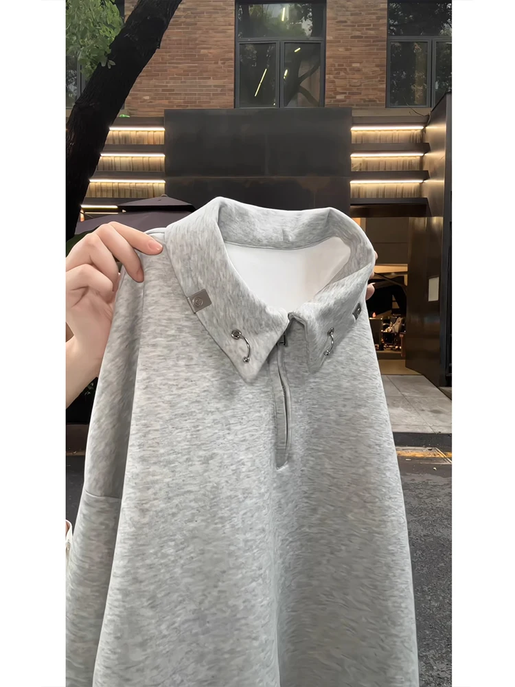 American Sle Heavy Metal Bule f Zip Sweatirt Men's Trendy High-End Loose Fit  irt Casual Loose Top