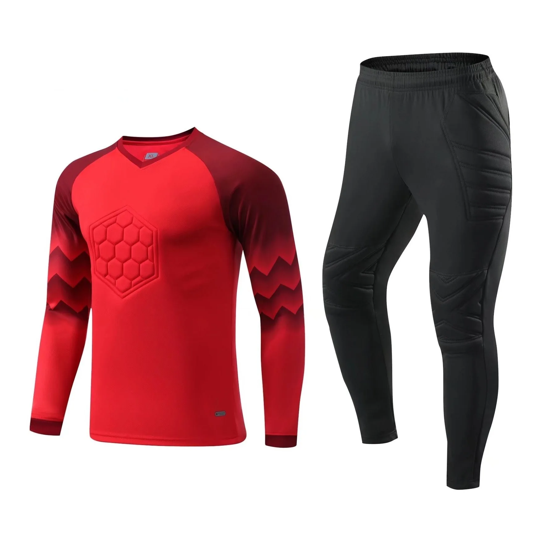 Football Goalkeeper Soccer Outfit t-Shirt Pants Set Uniform Training Clothing Sponge Anti-Collision Equipment Sportswear Elastic