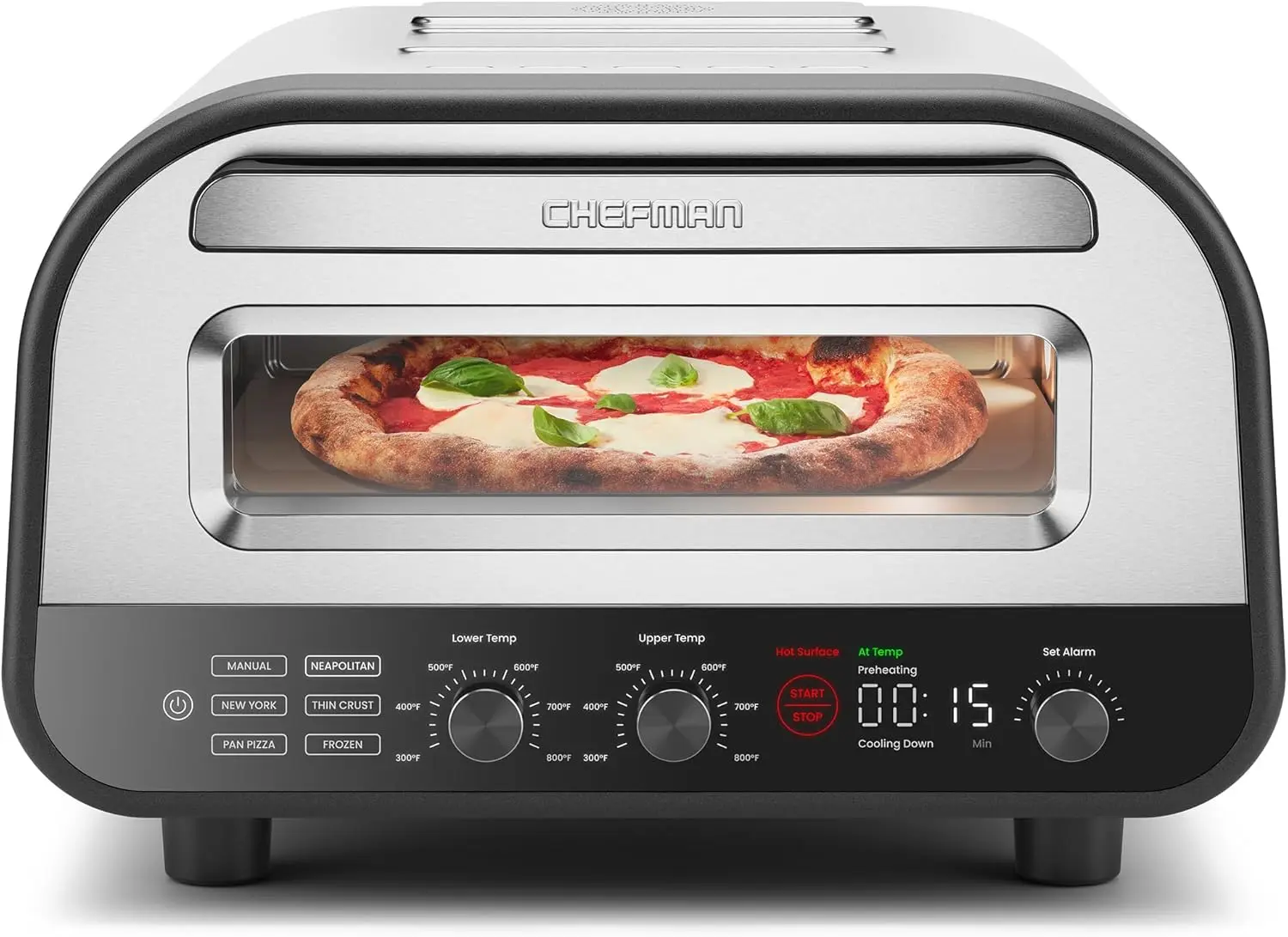 Oven Pizza dalam ruangan-membuat Pizza 12 inci dalam menit, memanas hingga 800 °F-meja pembuat Pizza elektrik dengan 5 preset layar sentuh