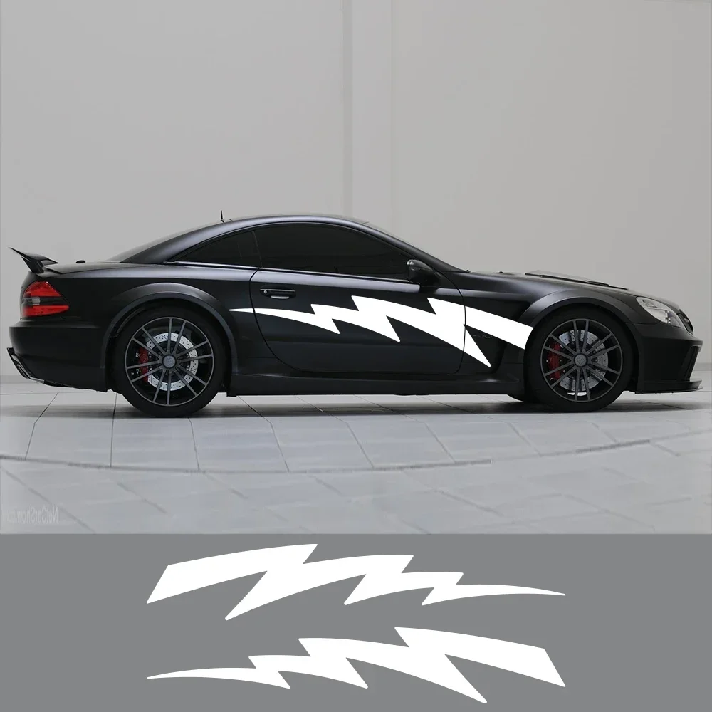 

2PCS Car Door Side Stickers Lightning Bolt Stripes Styling Vinyl Film Trim Decals Auto Tuning Accessories Body DIY Decoration