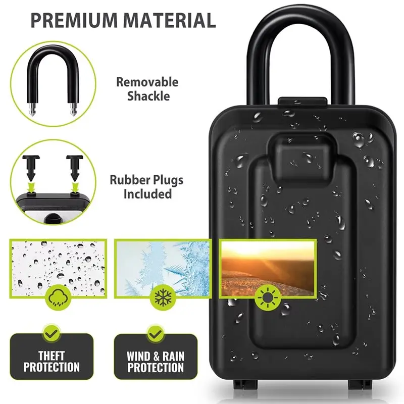 FULL-Key Lock Box For Outside - Waterproof Lock Box For Keys