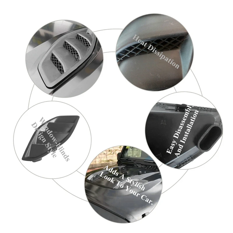 

2PCS Car Hood Air Vent Outlet Trim Cover For Jeep Wrangler JK 10Th Anniversary 2007-2017 Replacement Parts