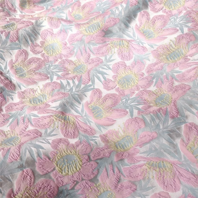 Textured embossed flower jacquard fabric and delicate woven dress women's crepe