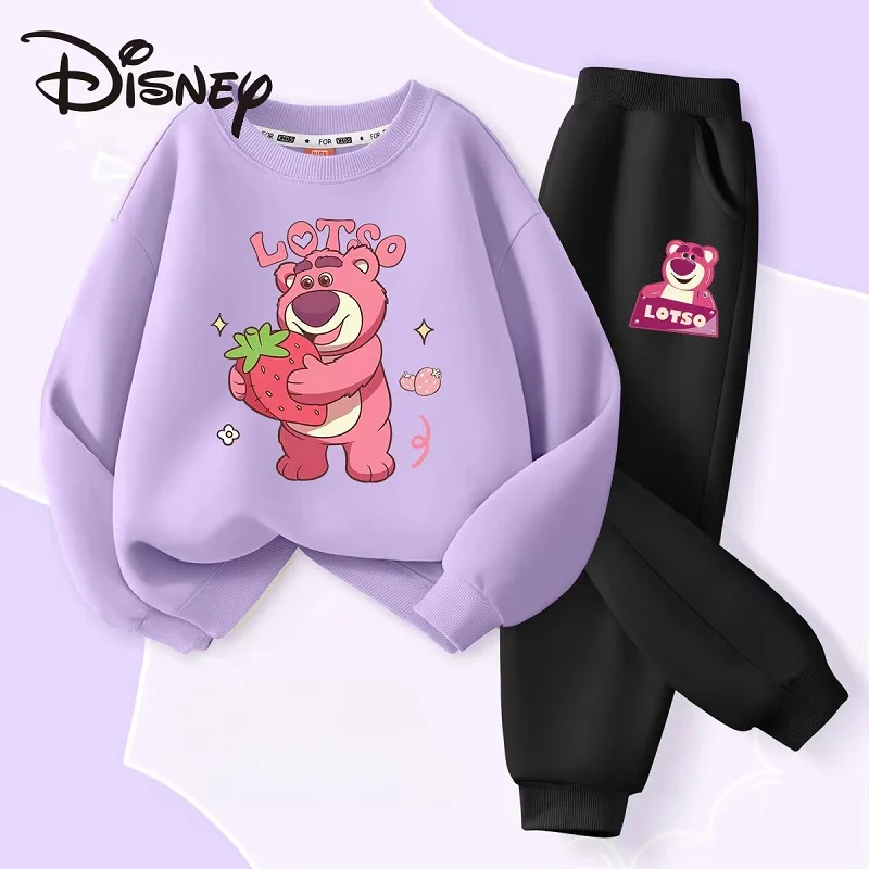 Autumn Baby Girl Boy Clothes Set Children Disney Lotso  Printing  Sweatshirt Top and Pants Buttom 2 Piece Suit Cotton Tracksuit