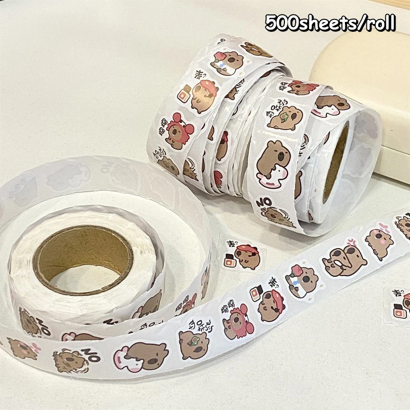 500Sheets Fashion Trend Cute Cartoon Capybara Sticker Creative Kawaii Water Cup Guitar Phone Case Decor DIY Sticker Kid Sticker