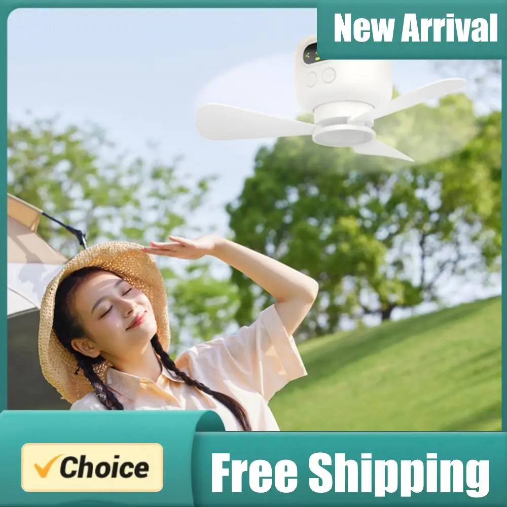 Portable Ceiling Fan Light Rechargeable Camping Fan with Remote Control Outdoor Fan for Outdoor Camping Dorm
