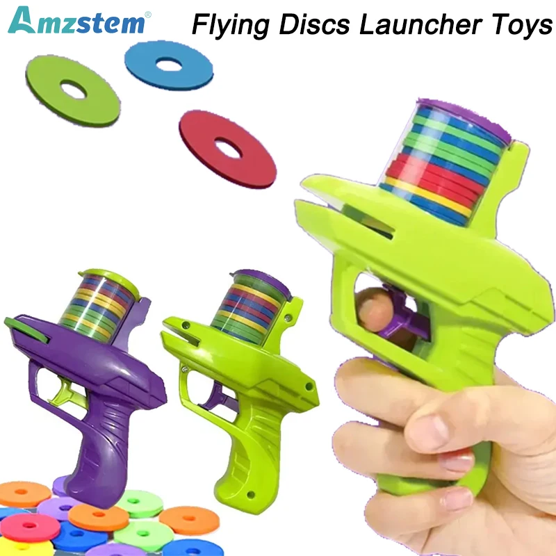 Flying Discs Launcher Toys For Kids EVA Soft Bullet Toy Gun Mini Carrot Flying Saucer Launcher Shooting Gun Outdoor Sport Toys