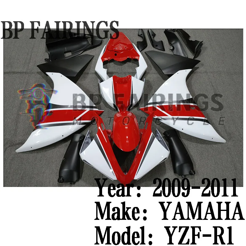 NEW ABS Motorcycle full Fairing Kit fit For YZF R1 YFZ-R1 2009 2010 2011Bodywork Fairings kits set Red White