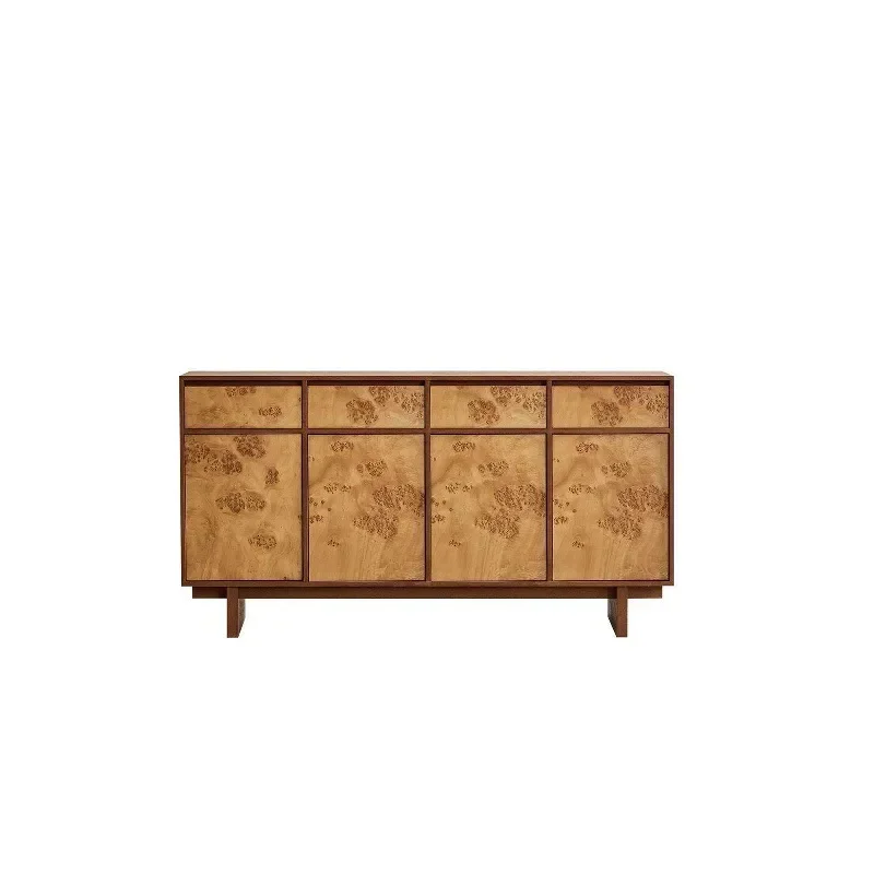 YAO Teak Color Dining Side Cabinet Living Room Storage Cabinet Bedroom Home Organizer Furniture with Creative Wood Grain Design