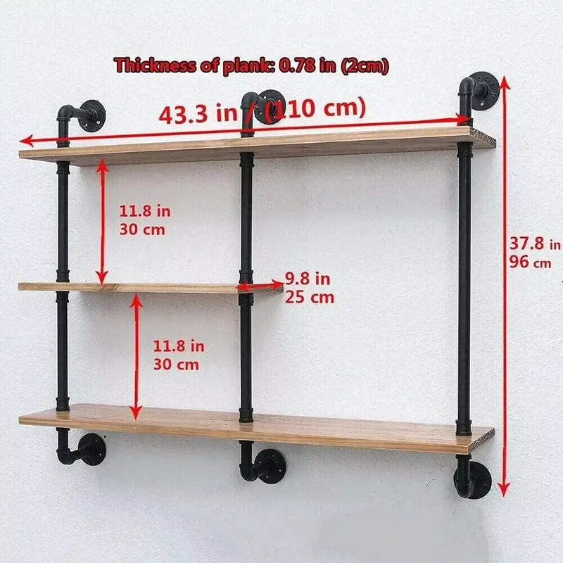 Heavy Duty Iron Wood Floating Shelf Bracket Wall Mounted Metal Support Rack for Bedroom Living Room Home Decor Storage