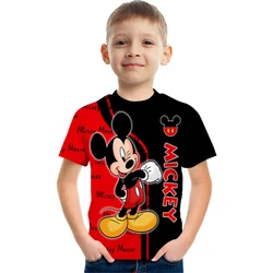 MINISO 2024 New Mickey Mouse Printed Kids Tshirt Summer Lovely Fashion Round Neck Short Sleeve T-Shirt Kids Adults Tops Clothing