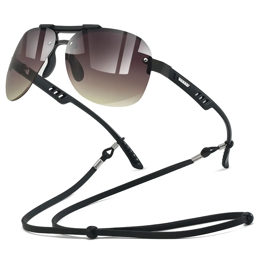 نظارات شمسية كلاسيكية متدرجة كبيرة الحجم مع سلسلة للرجال والنساء في الهواء الطلق للقيادة والصيد وتسلق الجبال نظارات أمان