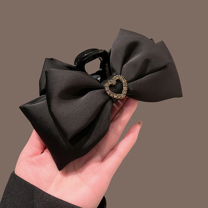 New Fashion Korean Style Plastic Black Large Bows Hair Grab Clip Elegant Ponytail Crab Clip For Ladies Women\'s Headdress