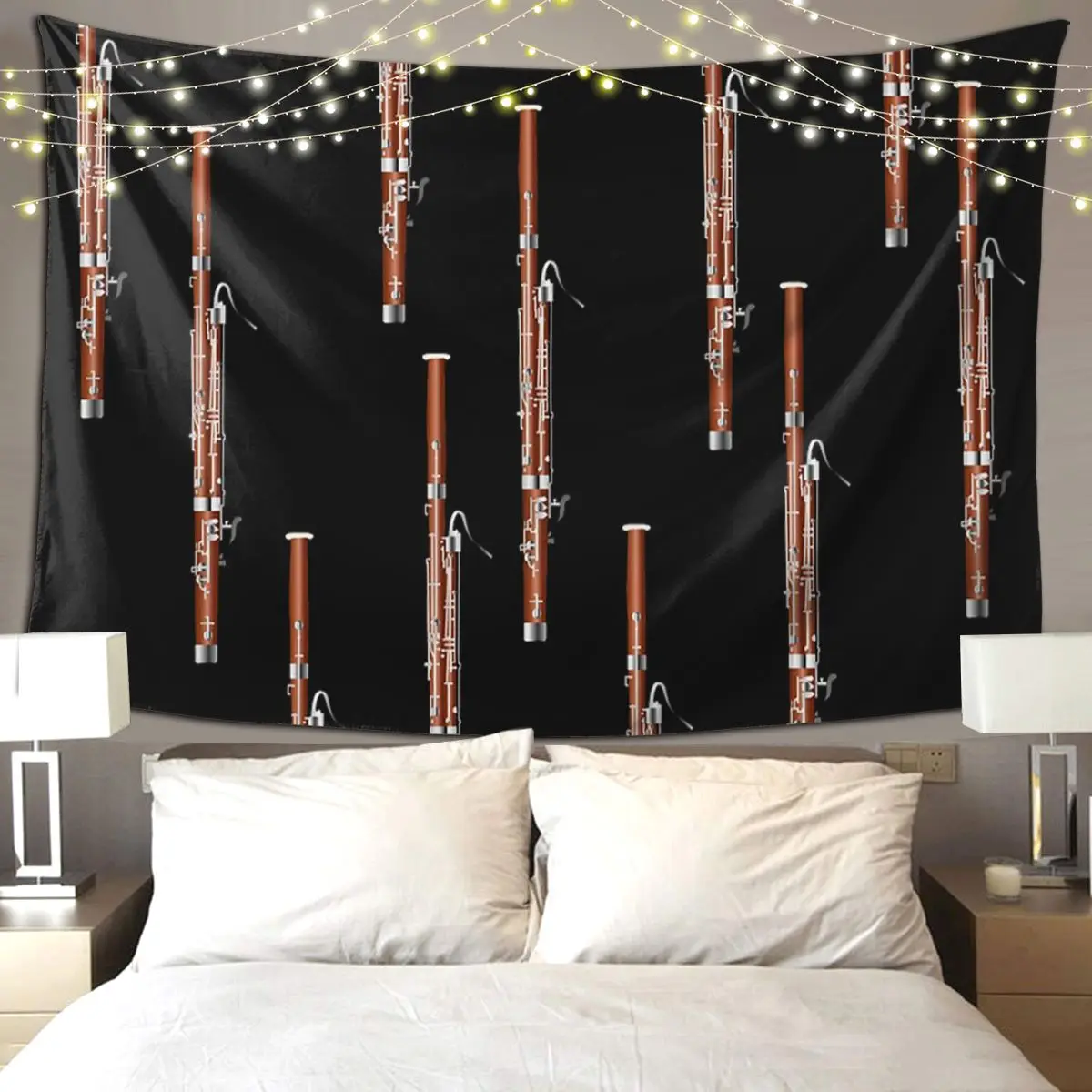 Bassoon On Black Tapestry Funny Wall Hanging Aesthetic Home Decor Tapestries for Living Room Bedroom Dorm Room