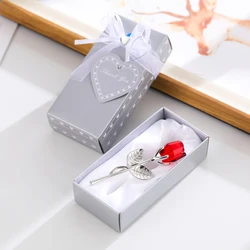 Valentines Day Gift Crystal Rose Flower With Gift Box Silver Gold Rod Rose Flower for Girlfriend Wedding Gifts for Guest Gifts