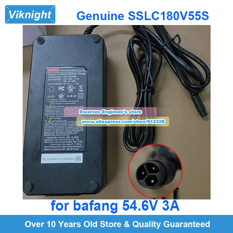 

Genuine SSLC180V55S Charger 54.6V 3A AC Adapter for Bafang M410 BT F381.D960 48V Battery Power Supply Special 3 Pin