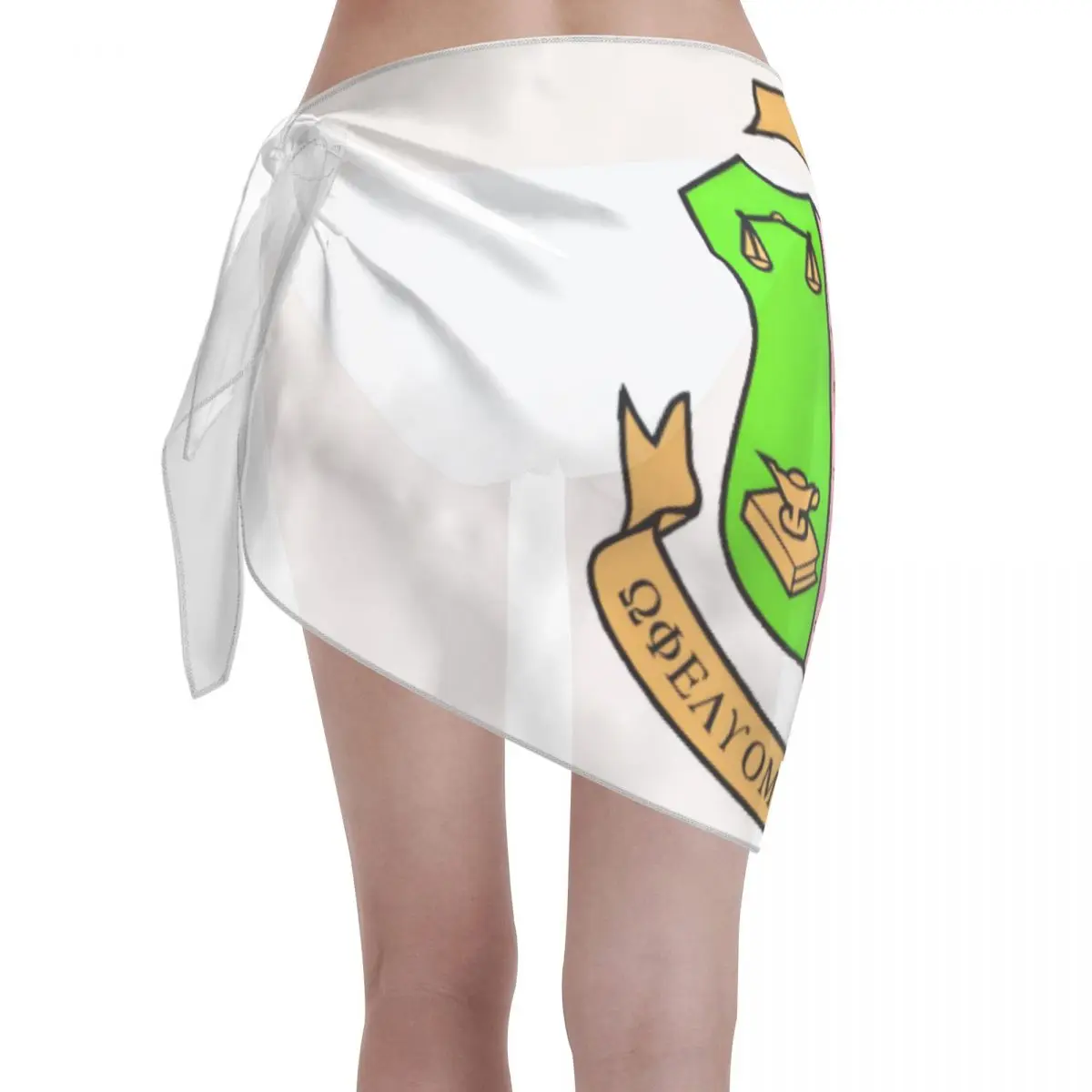 Benutzerdefinierte AKA Sorority Short Sarongs Badeanzug Cover Up Bedruckter rosa und grüner Bikini Wrap Sheer Sarong Beach Wrap