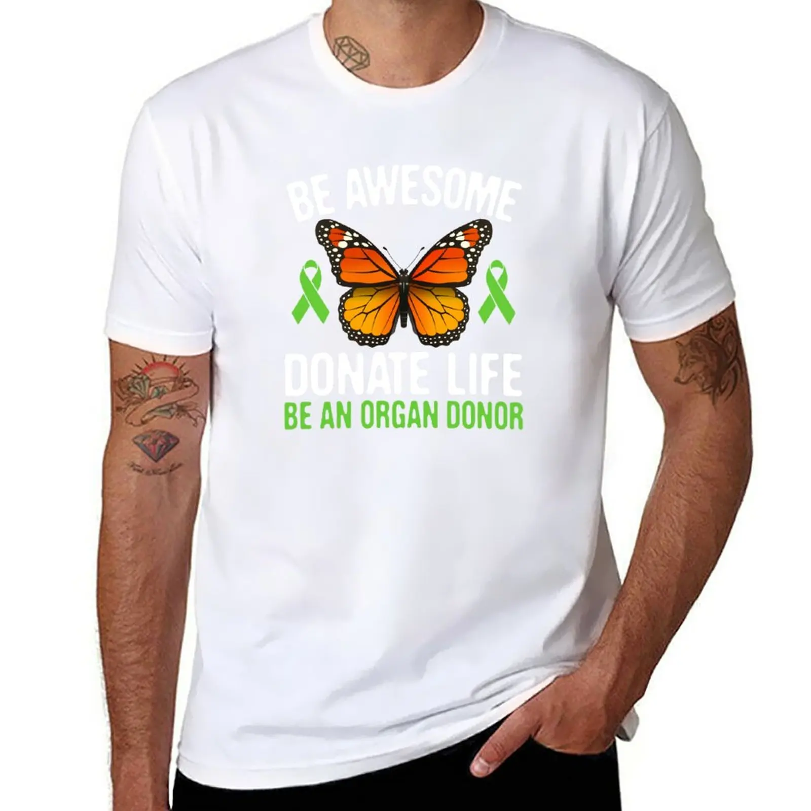 New Be Awesome Monarch Butterfly, Donate Life, Be An Organ Donor T-Shirt kawaii clothes t shirt men