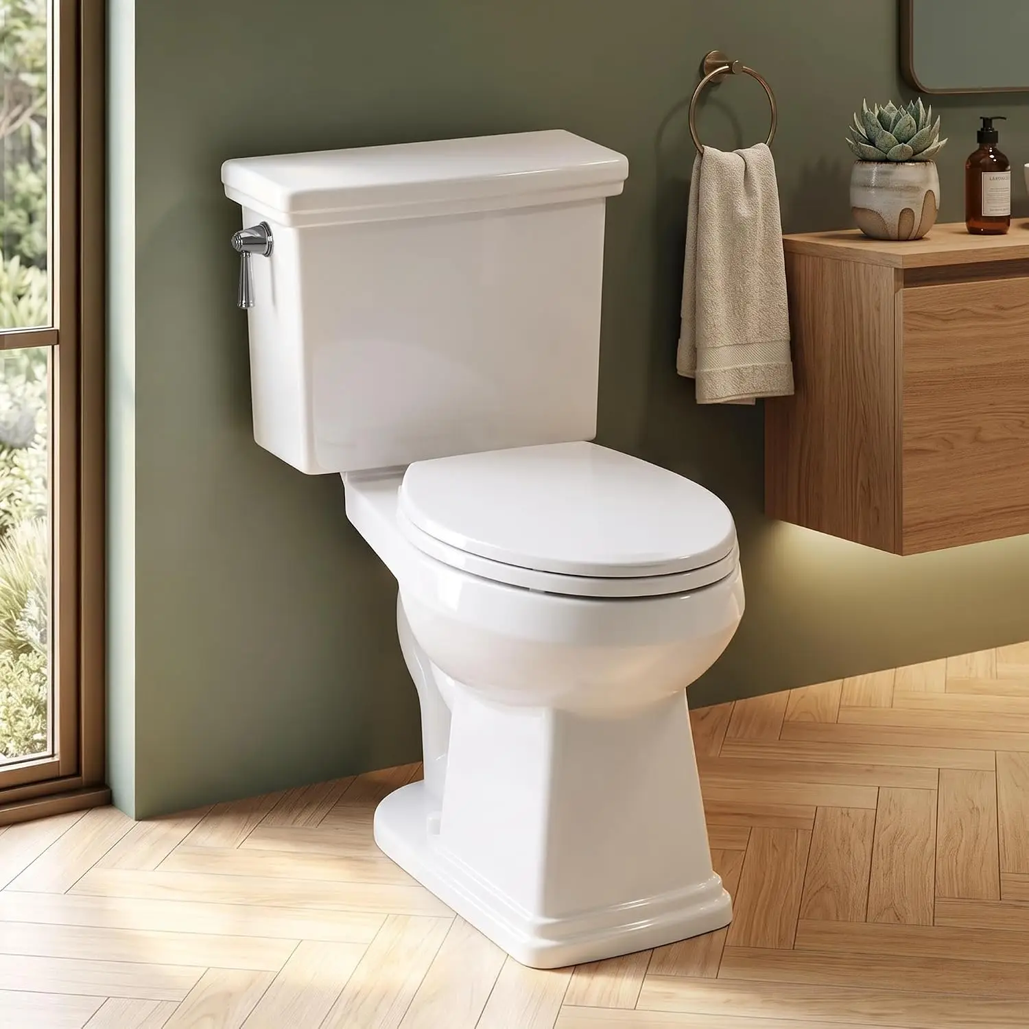 17.3” Elongated Toilet with Soft Close Seat, Two piece Toilets for Bathroom, Customized