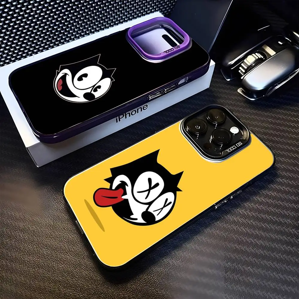 

F-Felix the Cats Funny Phone Case For iPhone 16,15,14,13,12,11,Mini,Pro,MAX Purple Matte Shockproof Cover
