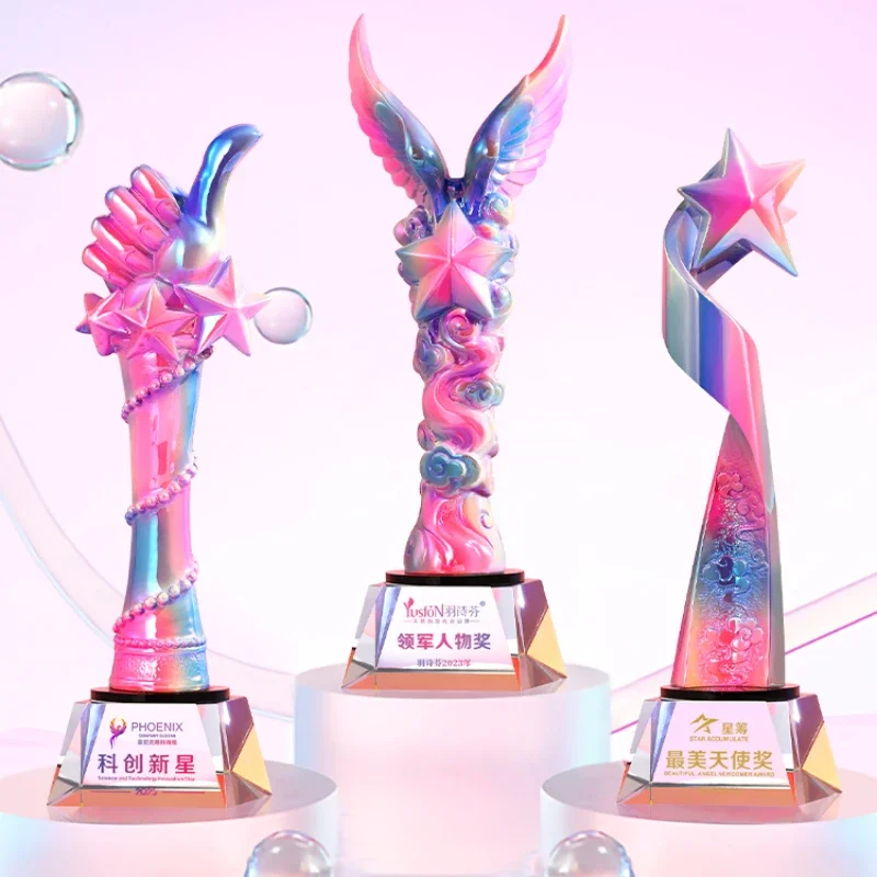 Crystal Trophy Customized Creative Crown Pentagram Ornament Dance Painting Awards Souvenir Resin Trophy Customized