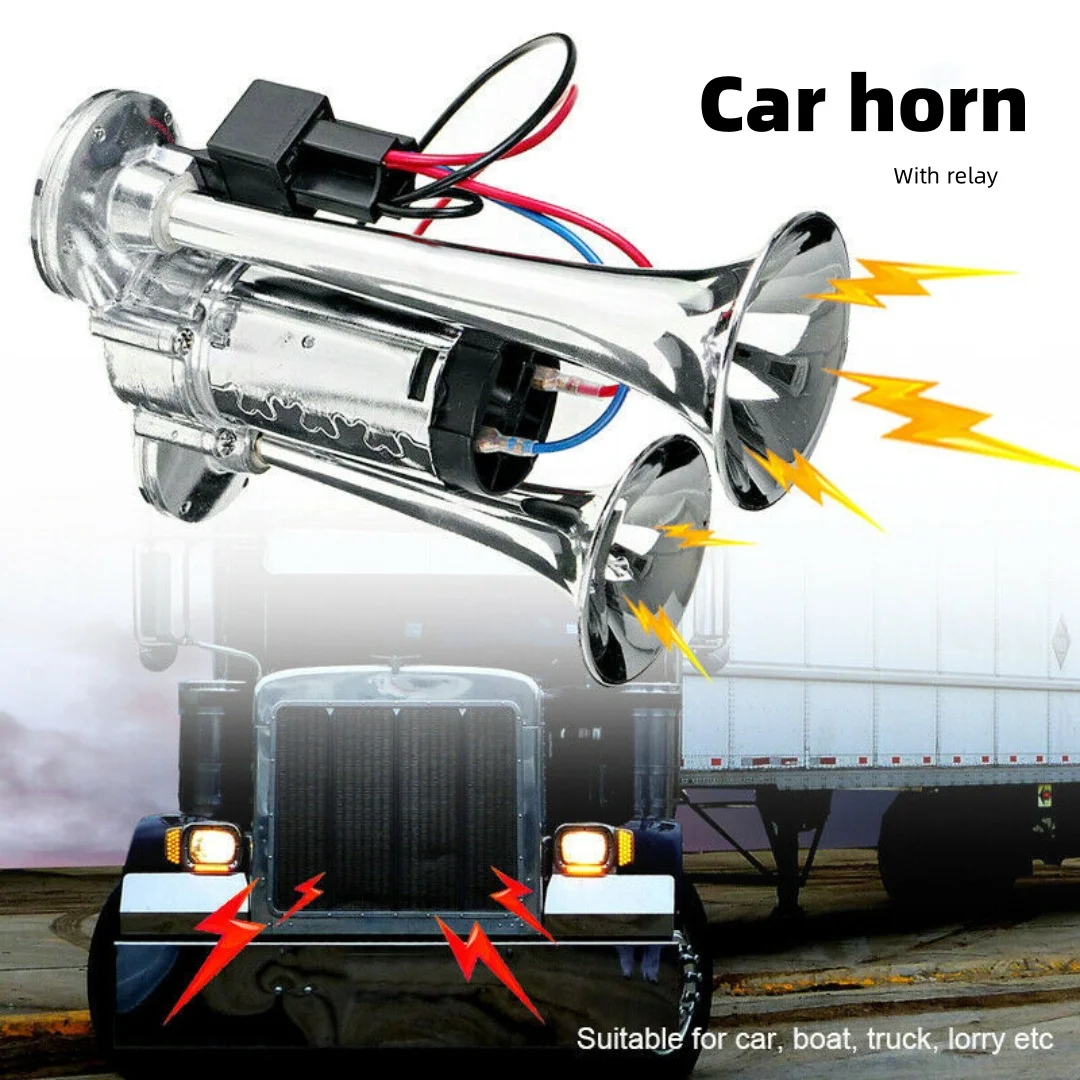 

Double tube Integrated Electric Pump Air Horn with Relay 600DB Compressor Integrated Air Horn Car Horn