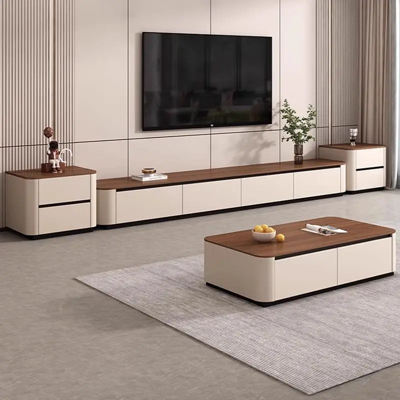 Log TV  coffee  combination living room home storage platform 2025 new explosion light  floor TV