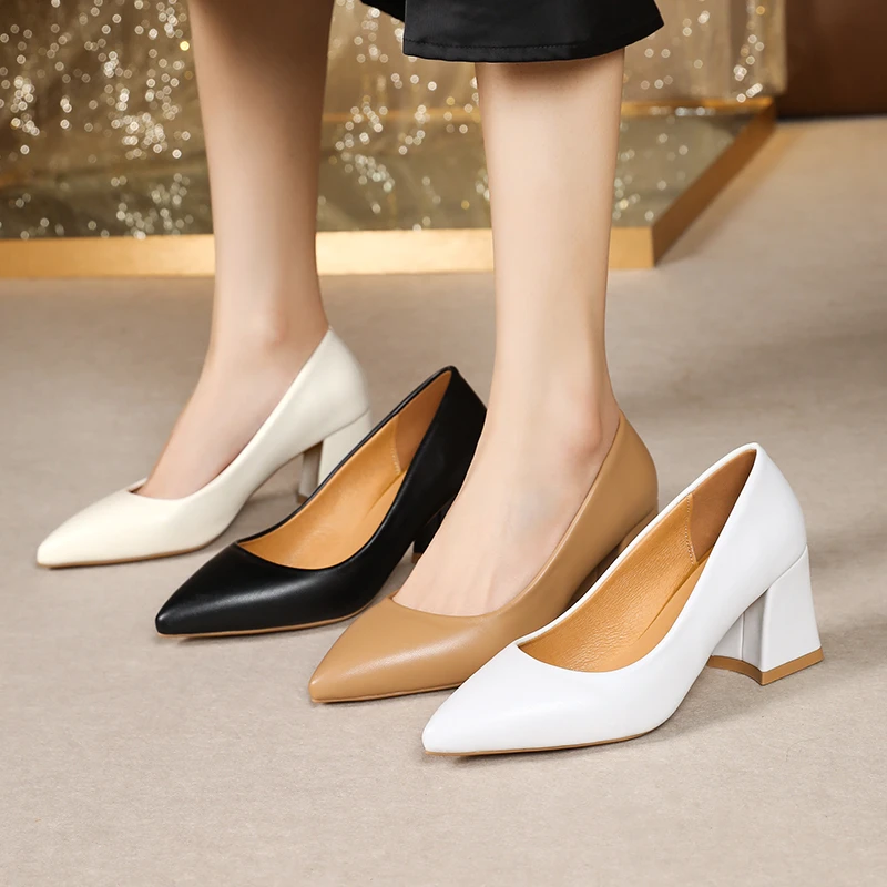 Plus Size 35-42 Basic Pumps Pointed Toe High Heels Boat Shoes for Woman Dress Shoes Shallow Black White Wedding Shoes