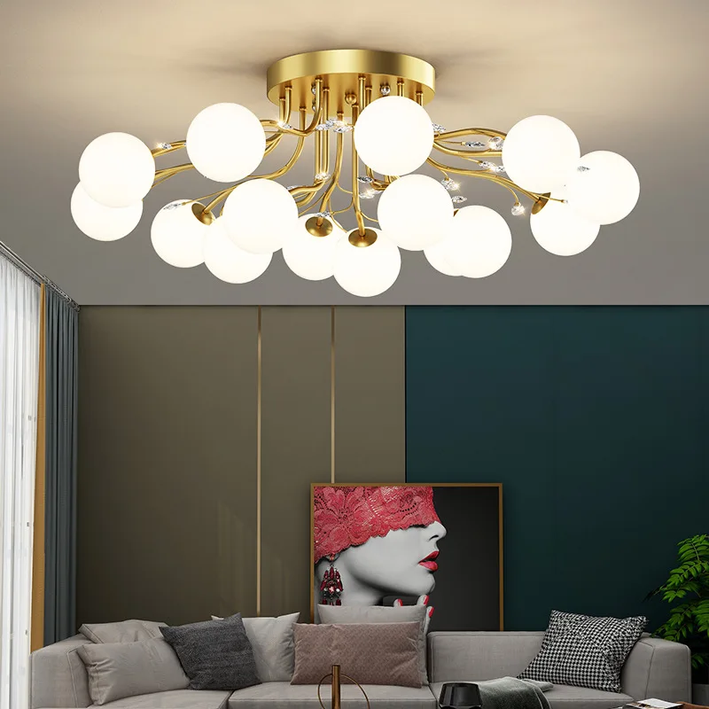 Lampadario a soffitto con sfera di vetro nordico oro per soggiorno sala da pranzo arredamento camera da letto lampada a sospensione lampada a