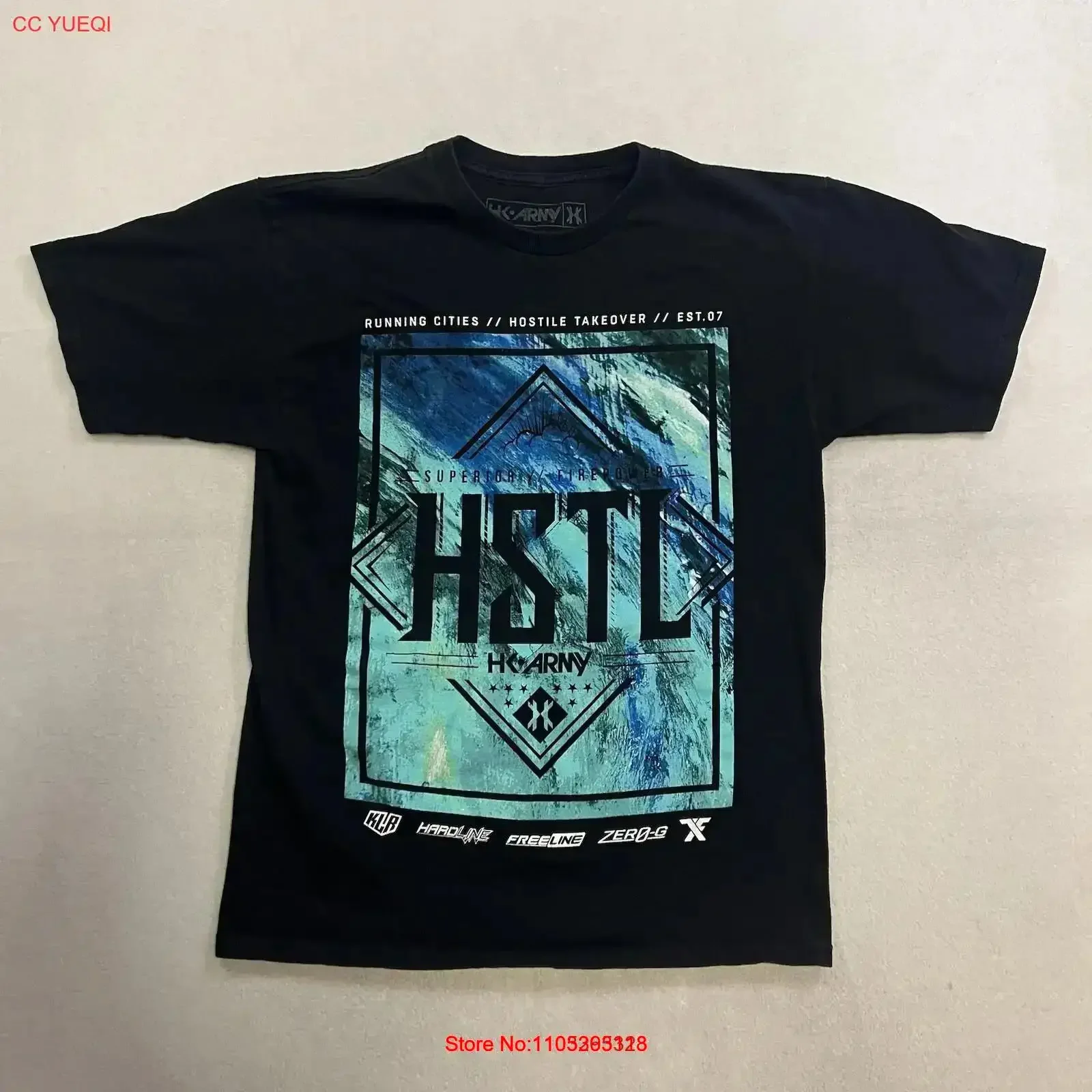 HK Army T Shirt Men s Size Medium Black Paintball Print vintage Washed Versatile graphic homme streetwear Soft Breathable
