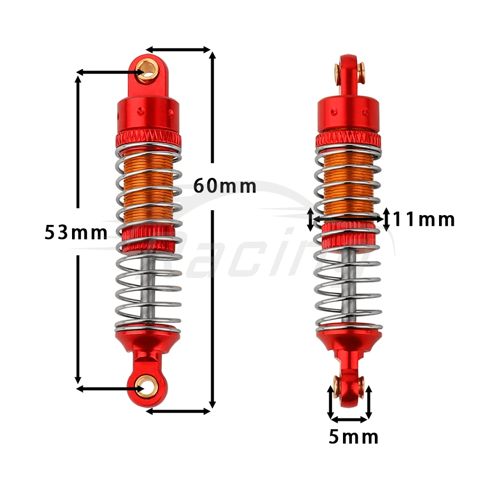 4PCS 53mm 59mm 66mm Aluminum Alloy Metal Shocks Absorbers Damper for 1/18 RC Crawler TRX4M TRX-4M Bronco Defender Upgrade Parts