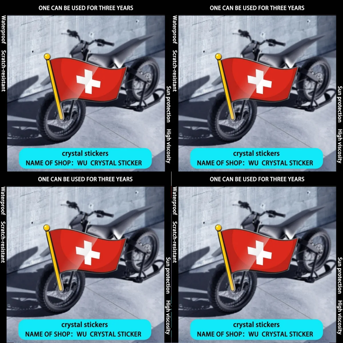 4Pcs/Set Pride of Switzerland Stickers, Waterproof Scratch-Resistant Motorcycle Decals, Halloween Gift for Car Tool Box