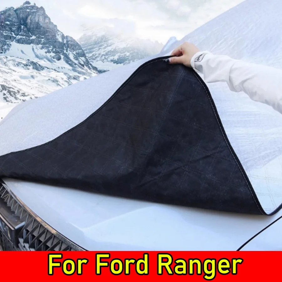 

For Ford Ranger 2019 - 2023 1pc Extended Anti-freeze Version Car Snow Cover, Windshield + Hood Snow, Frost & Sun Protection