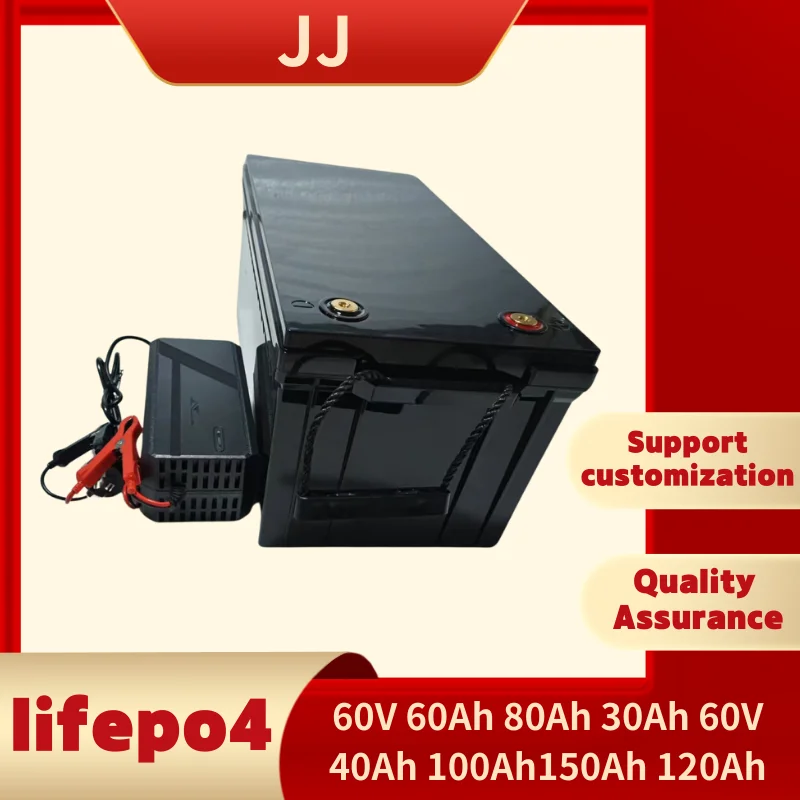 

JJ 60V 60Ah 80Ah 30Ah 60V 40Ah 100Ah150Ah 120Ah lifepo4 Lithium battery with Bluetooth APP BMS for Scooter boat + charger