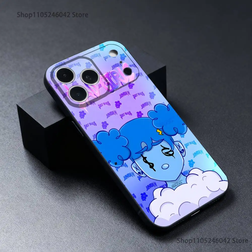 حافظة هاتف J-Junior H Sad Girl مقاومة للاهتراء لهاتف iPhone 17,16,15,14,13,12,11,Pro,XS,Max,XR,Plus,E,SE4,غطاء ناعم أسود صغير