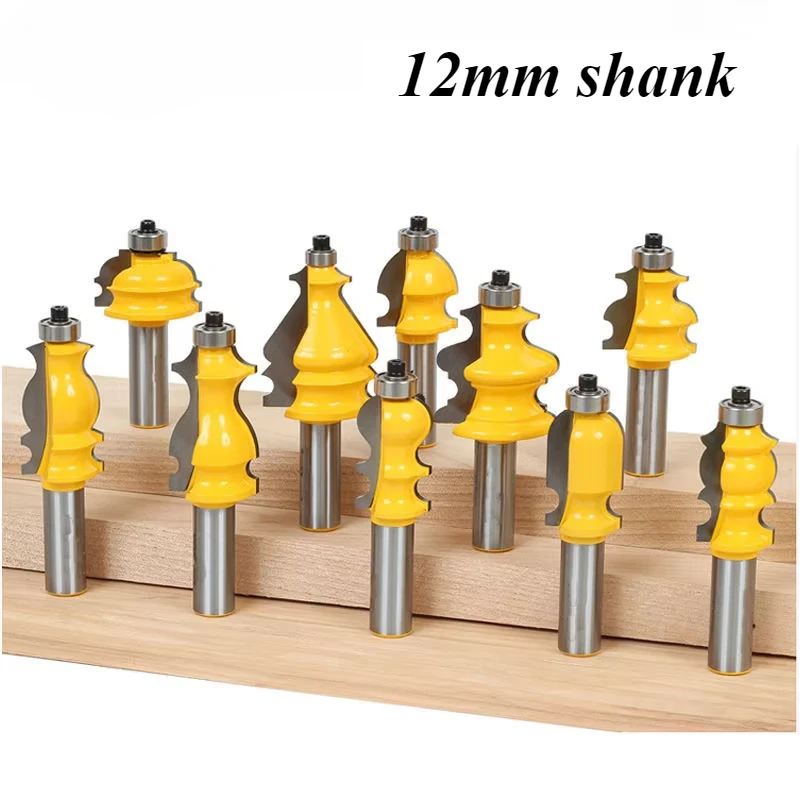 

12mmShank Architectural Molding Handrail Router Bits Set for Wood Casing Base CNC Line Woodworking Milling Cutter tool Face Mill