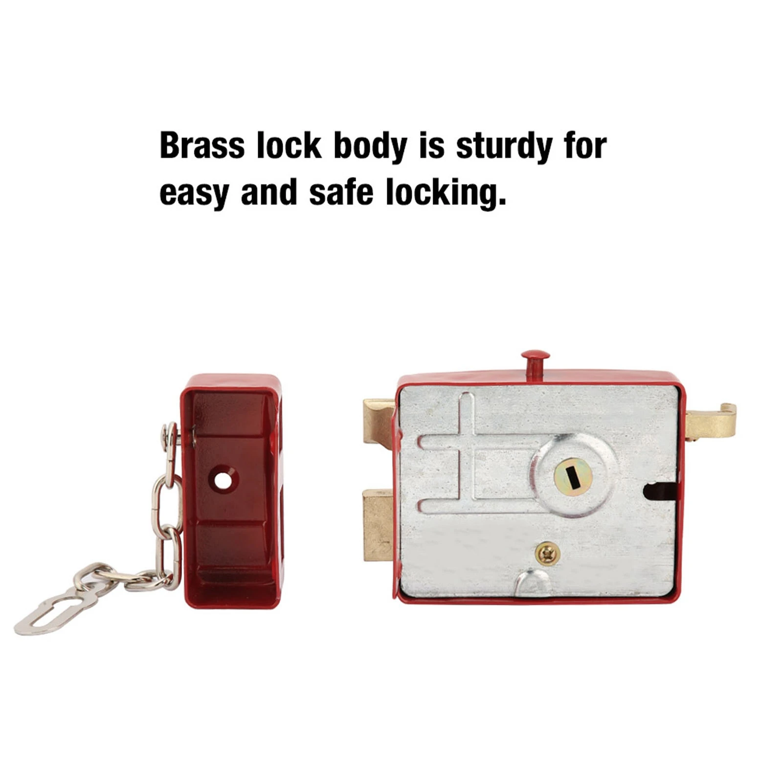 Dead   Dead Lock Deadbolt Rim Lock Nightlatch Heavy Duty Security Lock Dead  Lock with Keys for Front Door Red