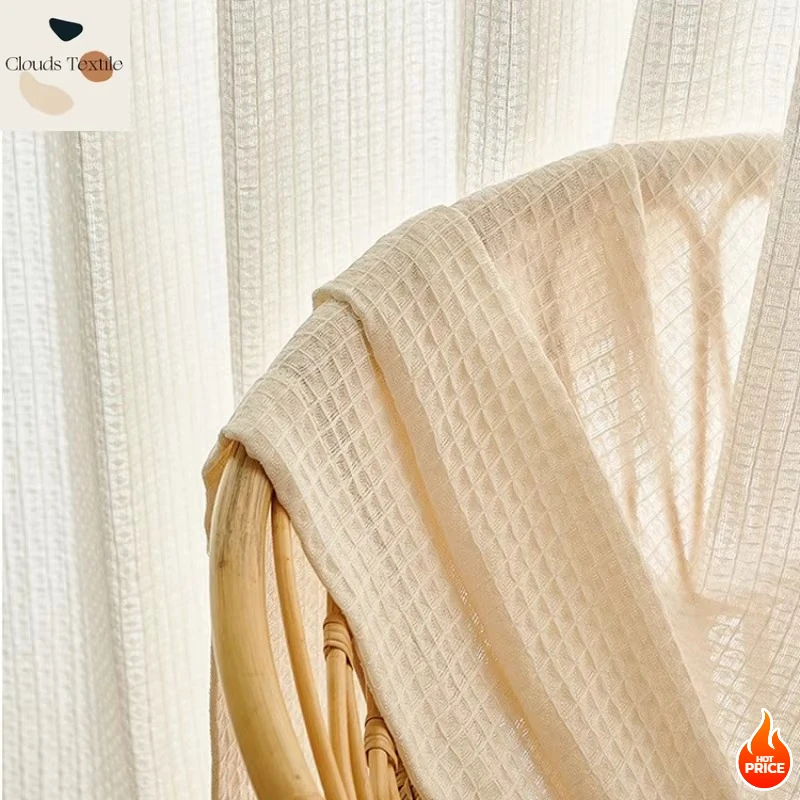 

Japanese Curtains for Living Dining Room Bedroom Log Wind Linen Window Screen Thickened Lattice French Window Tulle