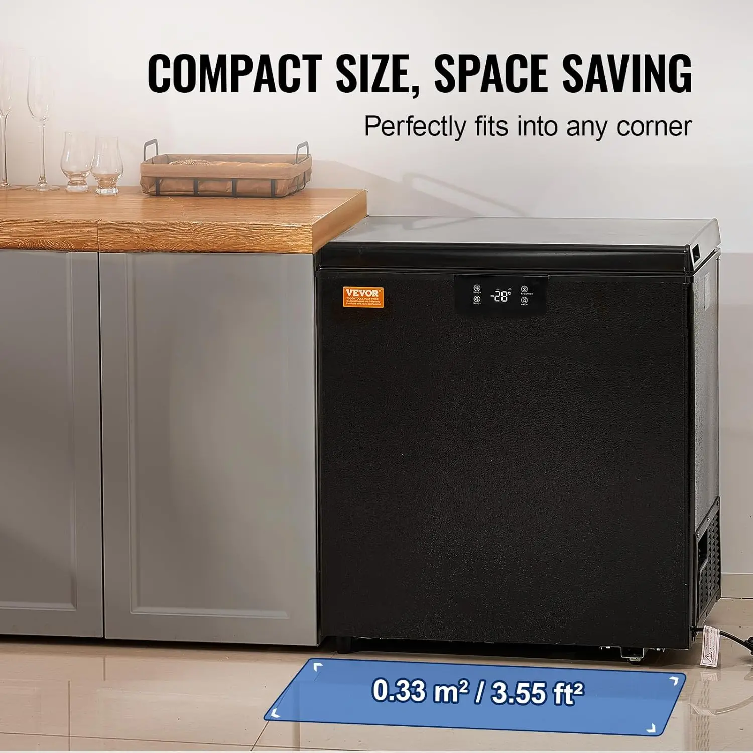 Chest Freezer, 3.88 Cu.ft / 110 L Compact Deep Freezer, Free Standing Top Open Door Compact Freezers.