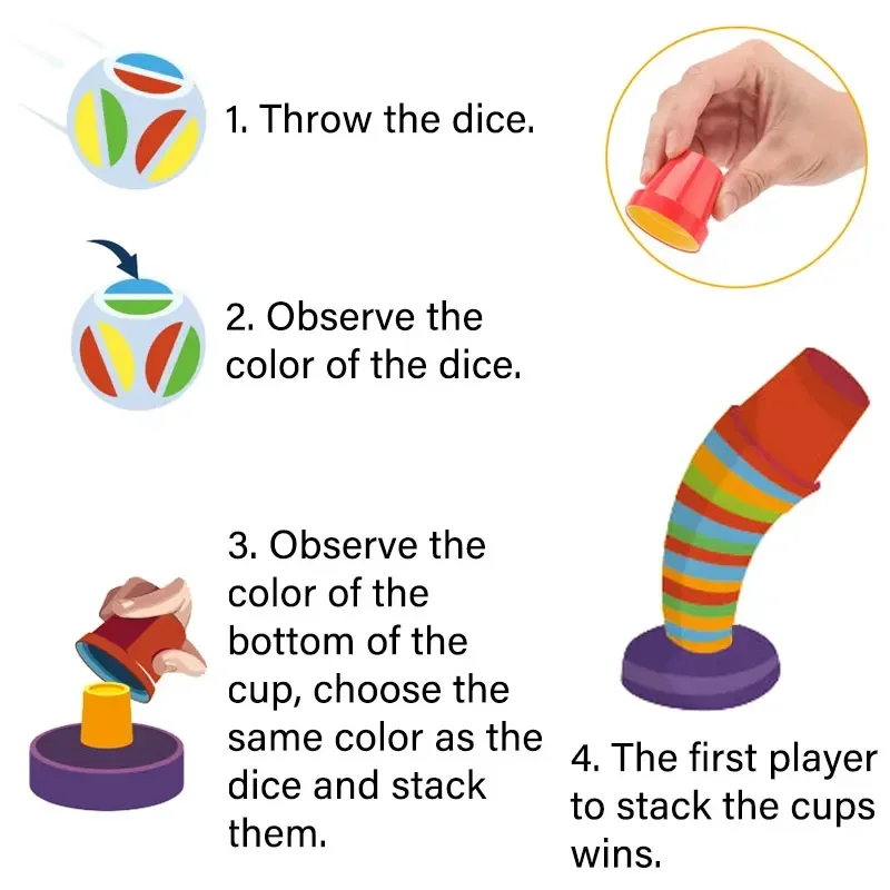 Speed Stacking Cup Color Matching Game Fun Parent-Child Interactive Toys Logical Thinking Training Slam Cup Match Cups Games