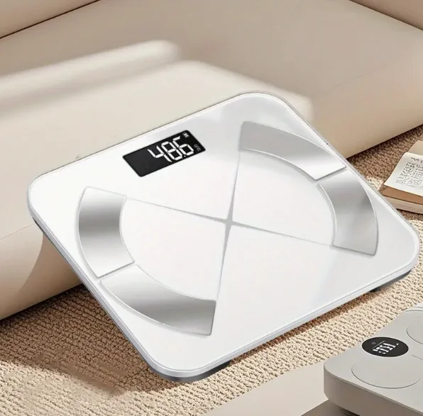 Báscula inteligente para el hogar/baño | Xians digitales simples y fáciles de limpiar sobre superficie de vidrio.