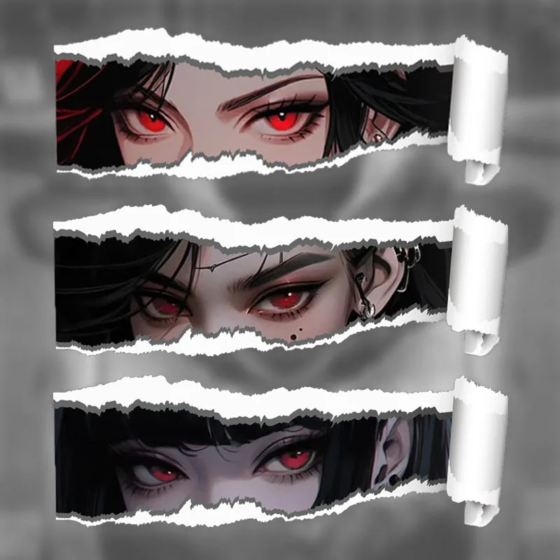 1Pc Torn Paper Style Anime Girl Vinyl Sticker Waterproof Decal for Motorcycle Helmet Fairing Side Panel