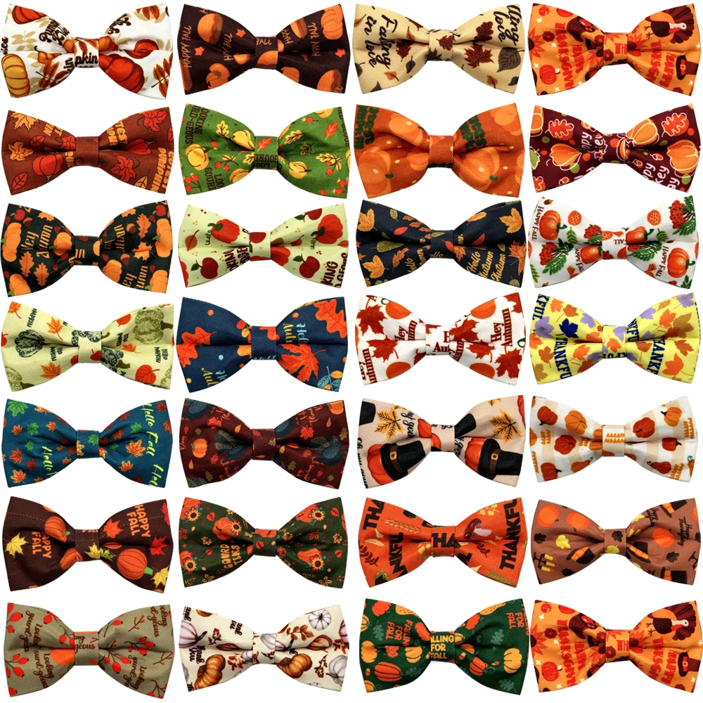 50/100pcs Dog Collar Bow Tie Thanksgiving Pet Supplies Removable Dog Bow Ties Collar Decoration Fall Dog Collar Accessories