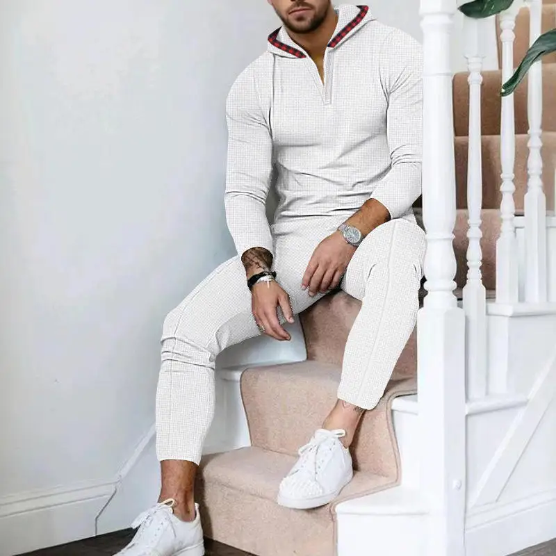 

Casual Pure Color Long Sleeve Men's Set 2024 Cross-Border Hoodie T-Shirt And Long Pants Two-Piece Suit for Men