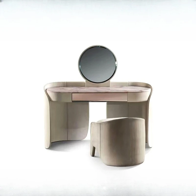 Marble dresser villa bedroom solid wood mirror makeup table