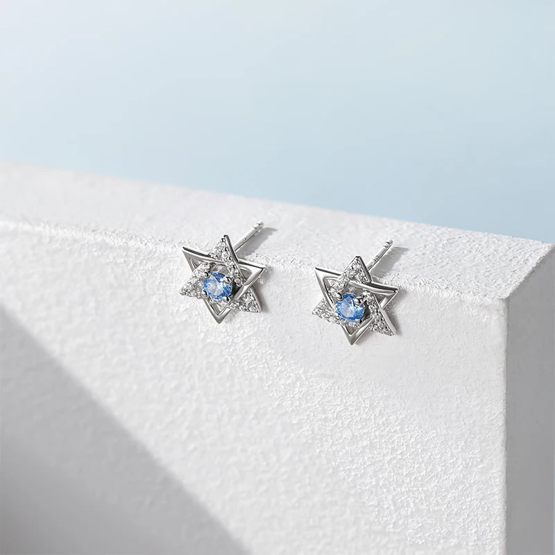 Trumium 100% 925 Sterling Silver Star of David Earrings for Women Hexagram Star Stud Earring Eardrop Jewish Amulet Jewelry