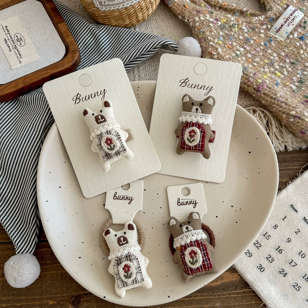 

Заколки для волос с куклой-медведем для девочек, заколки ручной работы, детский боковой зажим, милые аксессуары для волос, детская резинка для волос, держатель для хвоста для девочек